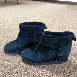 UGG Black Suede Wedge Boots